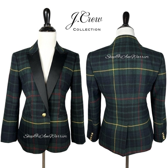 J.Crew Collection satin lapel Campbell tartan plaid wool blazer *shop@iamwarrior - Picture 6 of 13